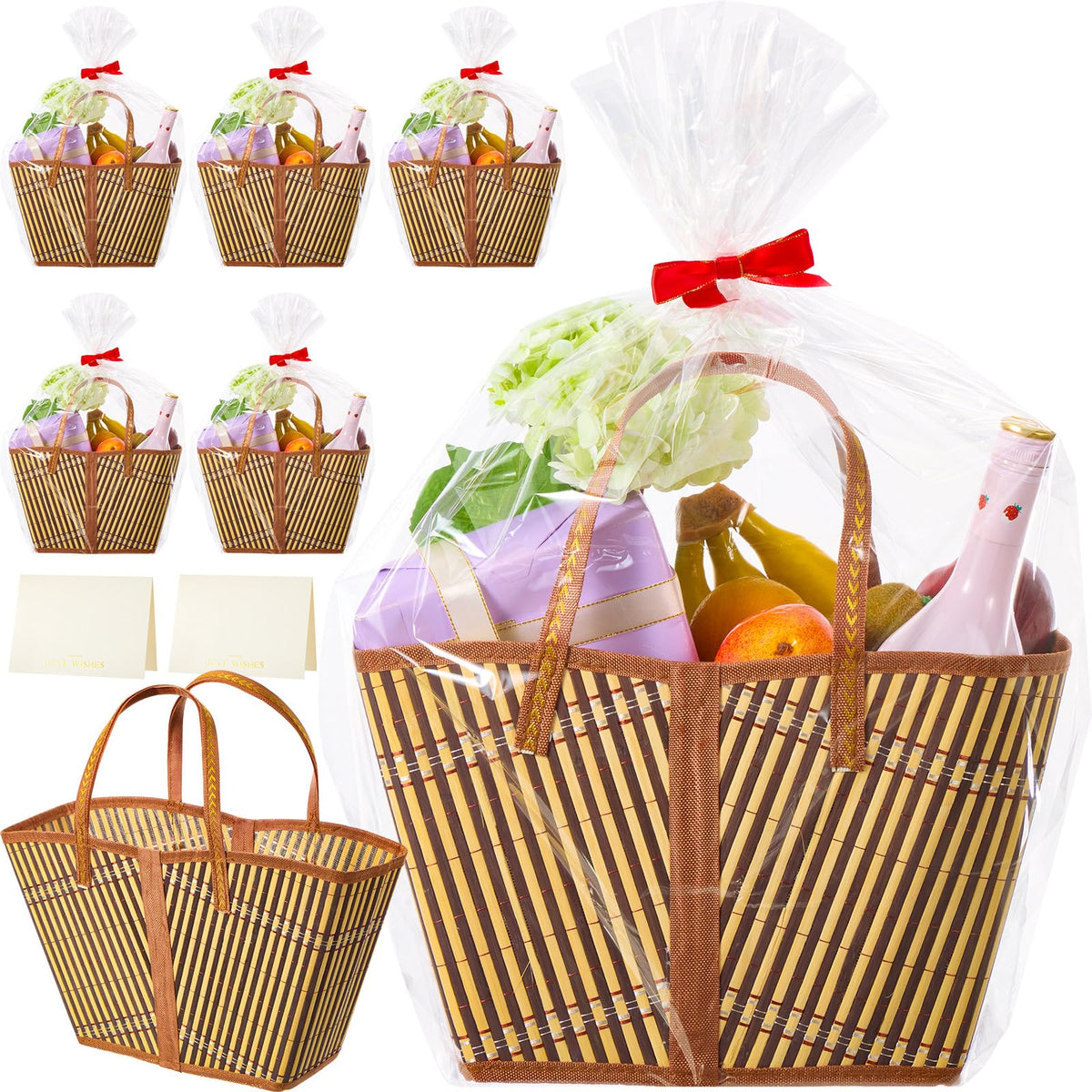 Quzzil bamboo gift basket six-pack ready for gifting