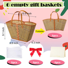 Quzzil woven bamboo gift basket with handle for easy carrying