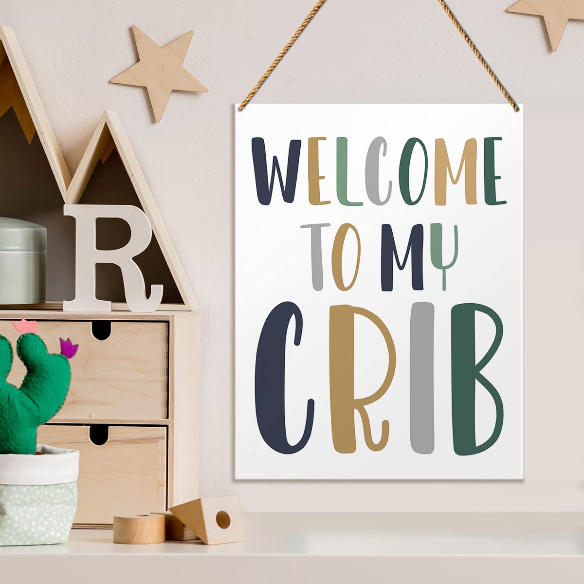QVUXZ wood decor sign with natural finish suitable as a newborn gift idea