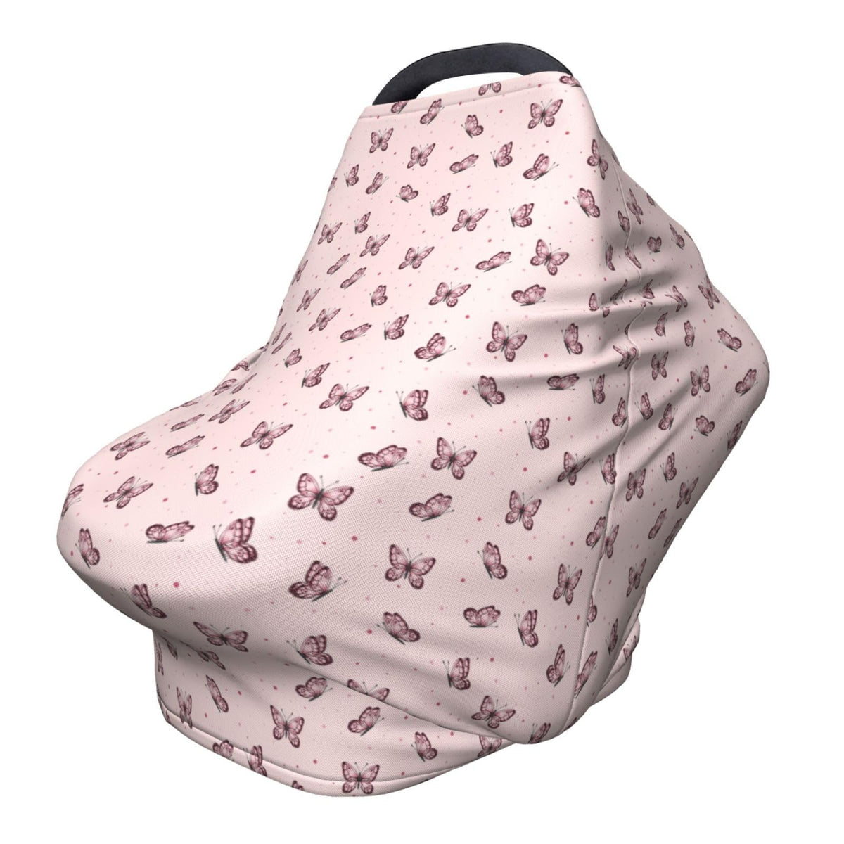 Qwalnely butterfly car seat canopy closeup showing breathable fabric for baby comfort