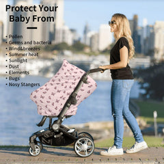 Qwalnely car seat cover blocks mosquitoes and pollen from baby