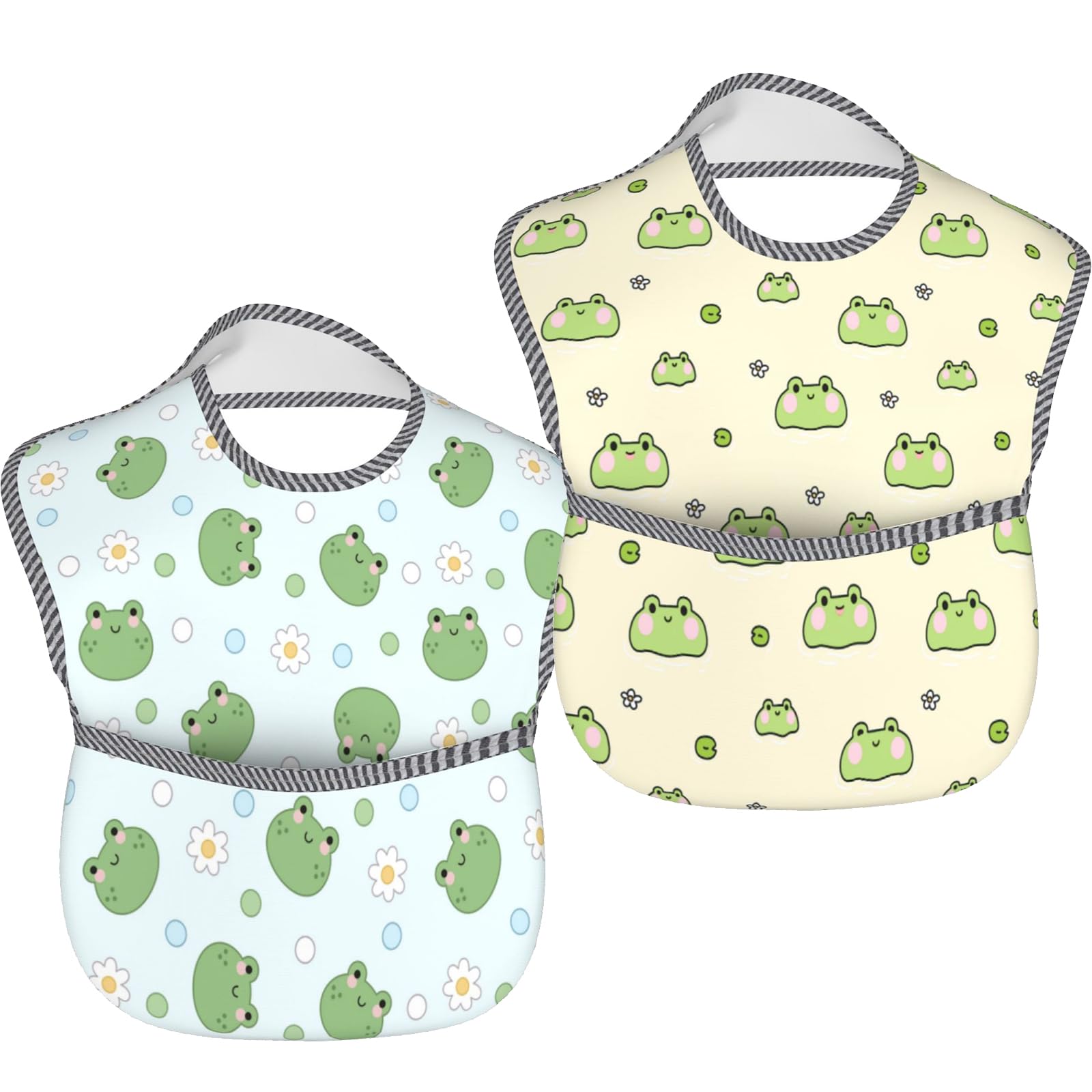 Qwalnely Frog Bibs back view highlights adjustable neck closure