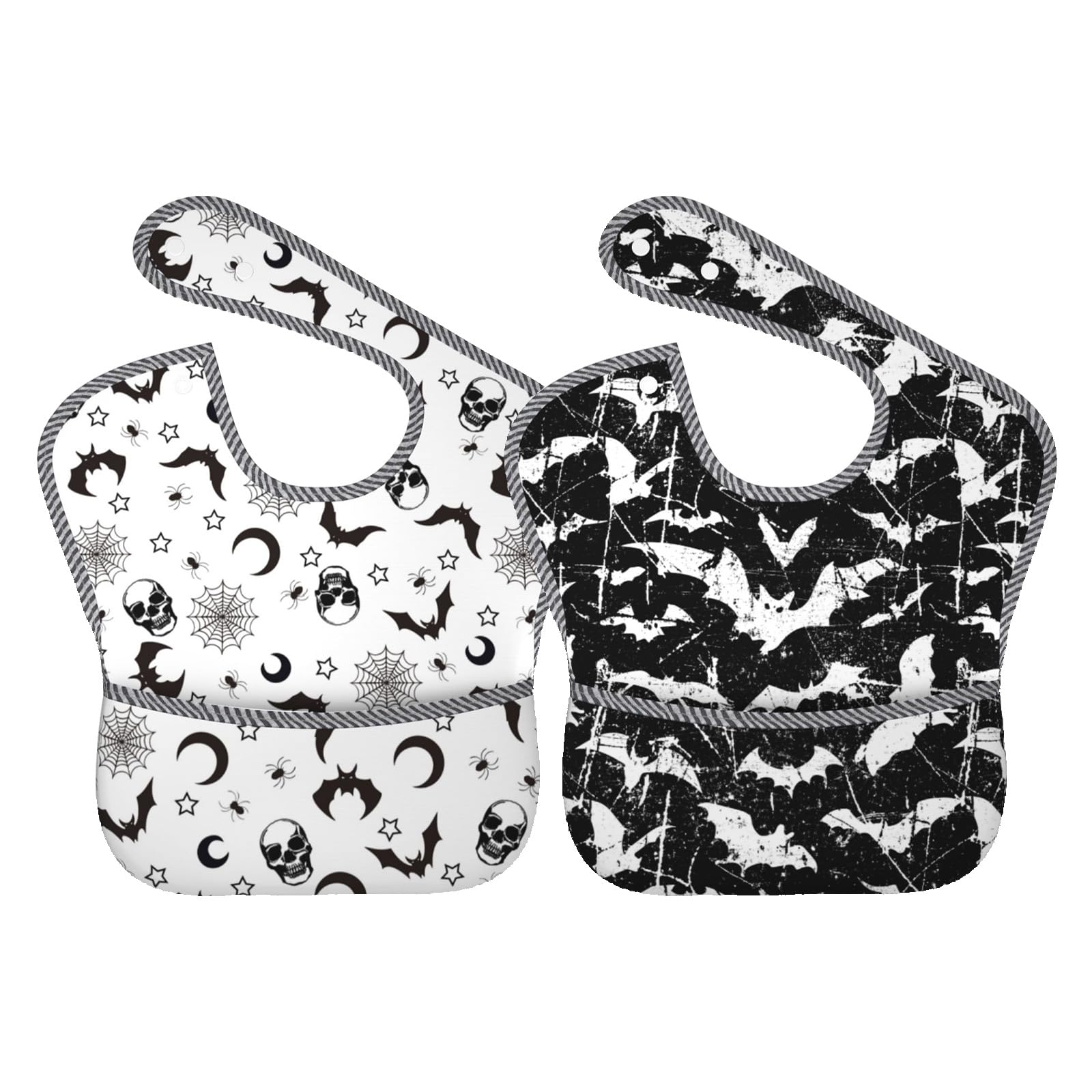 Qwalnely goth bibs baby 6-24 months front view showing waterproof protection during meals.
