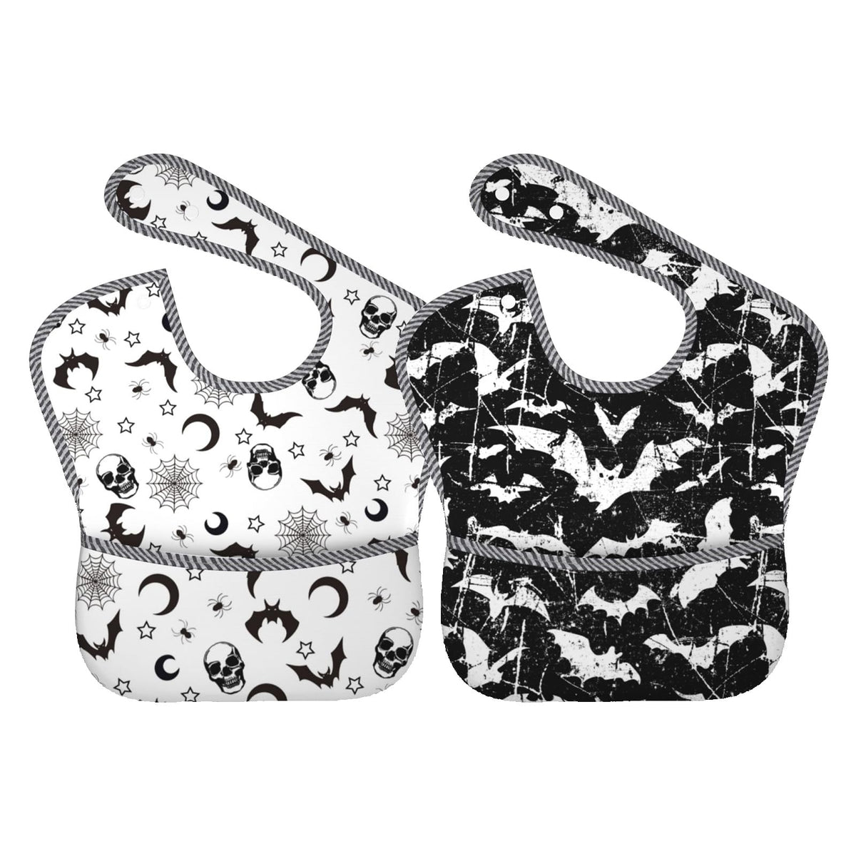 Qwalnely goth bibs baby 6-24 months front view showing waterproof protection during meals.