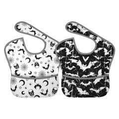 Qwalnely goth bibs baby 6-24 months front view showing waterproof protection during meals.