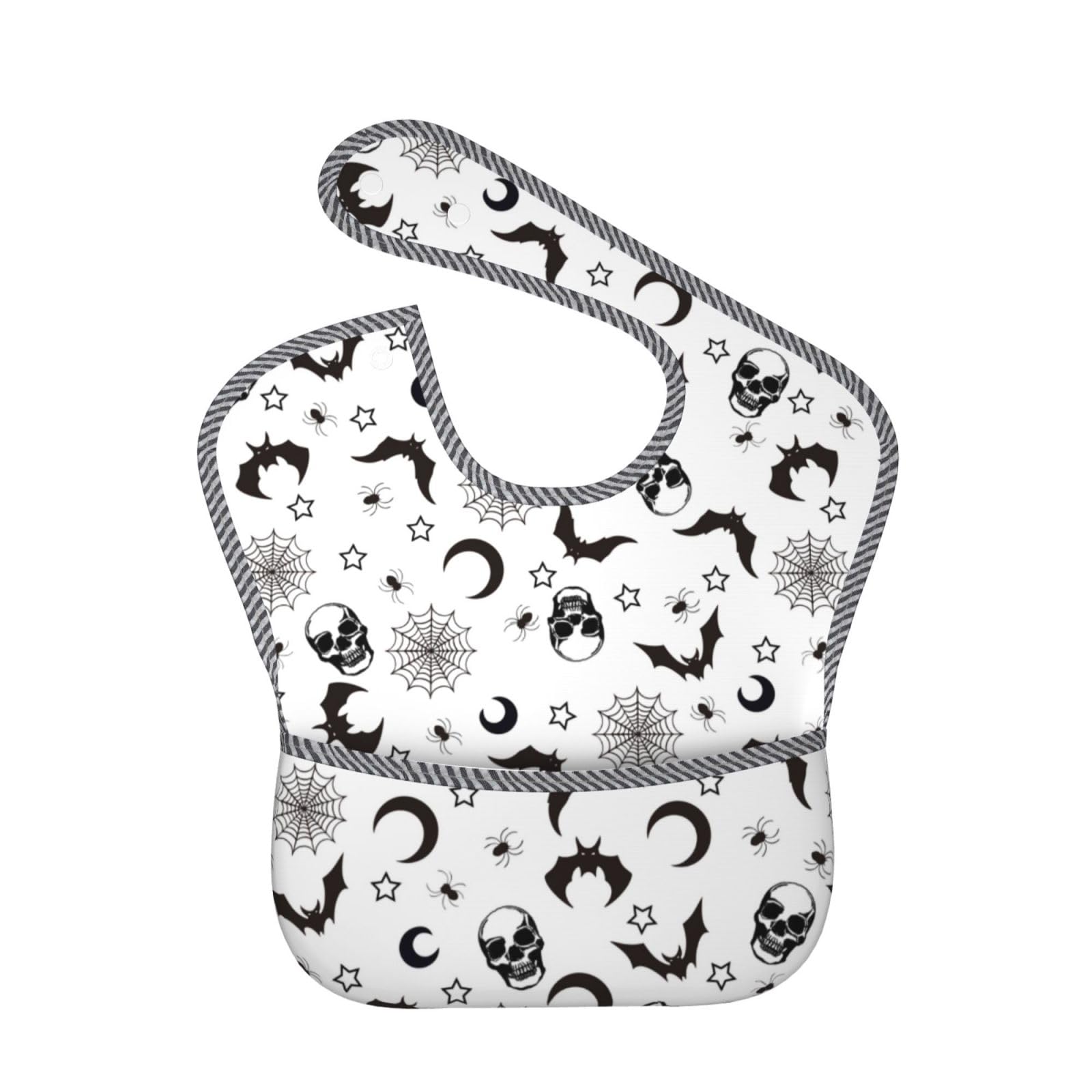 Qwalnely goth bibs crumb catcher pocket capturing spills for mess-free feeding.