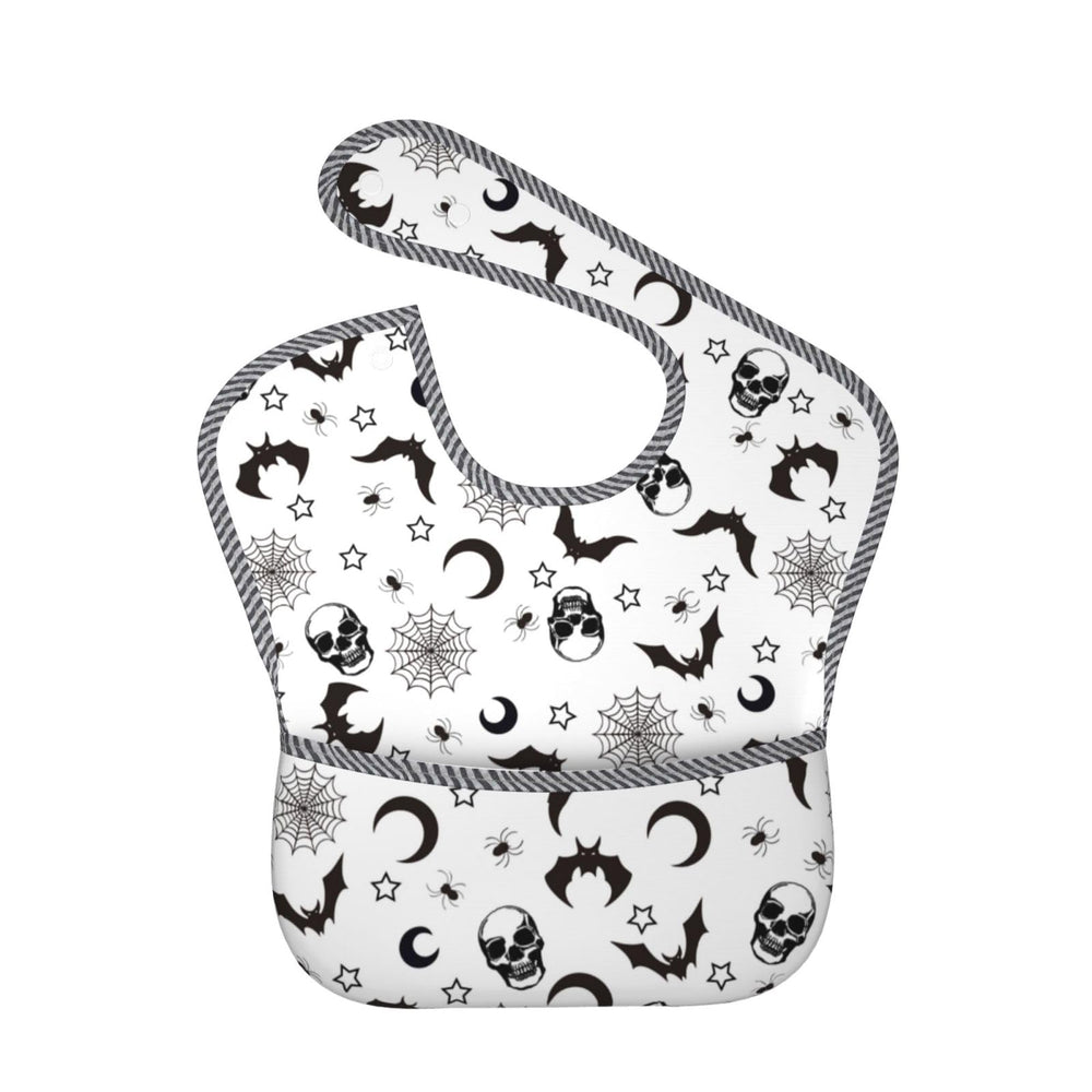 Qwalnely goth bibs crumb catcher pocket capturing spills for mess-free feeding.