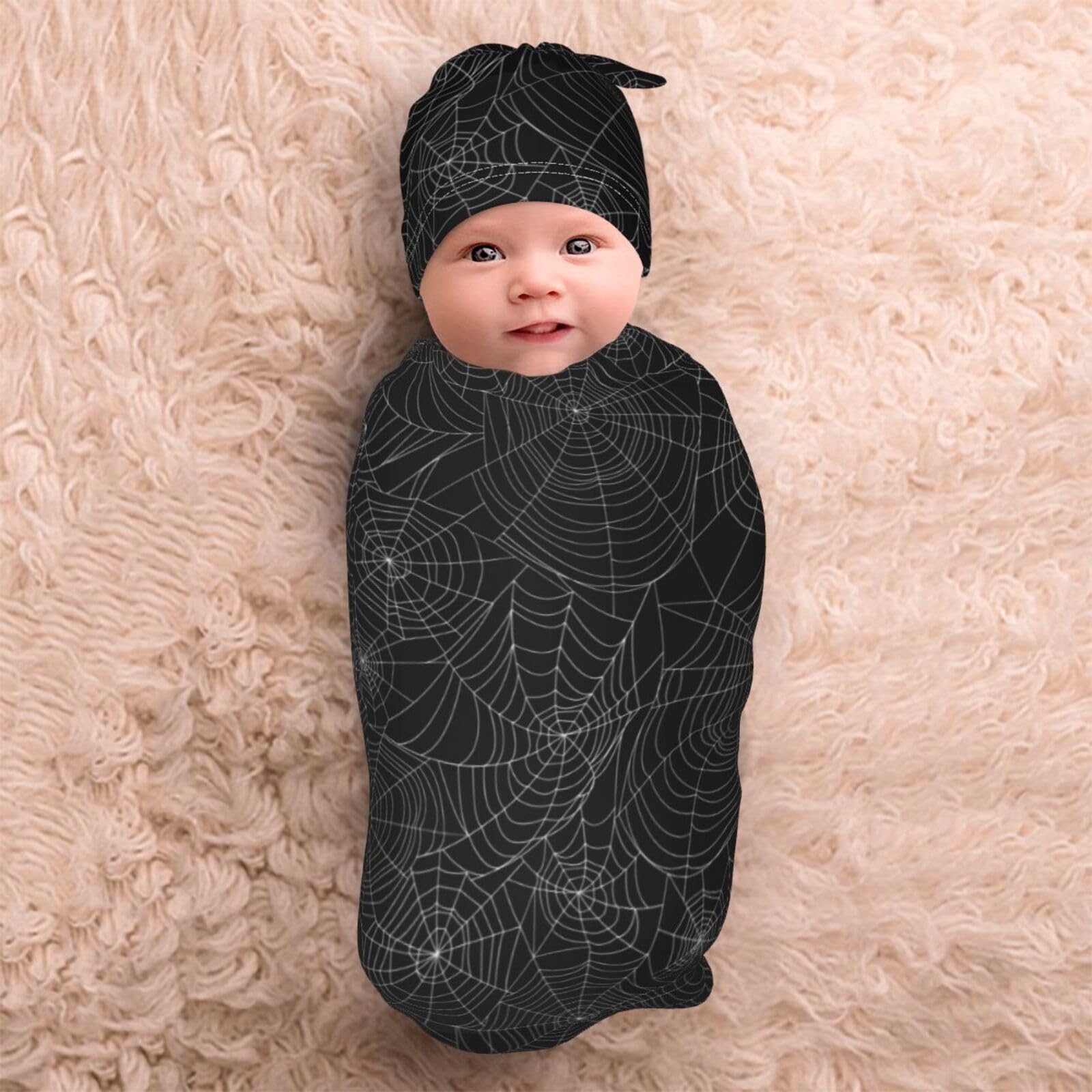 Qwalnely Halloween theme swaddle image emphasizes baby photo prop.