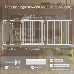 QwickNesty baby gate door swing open; 21 inch passage for easy doorway transfer