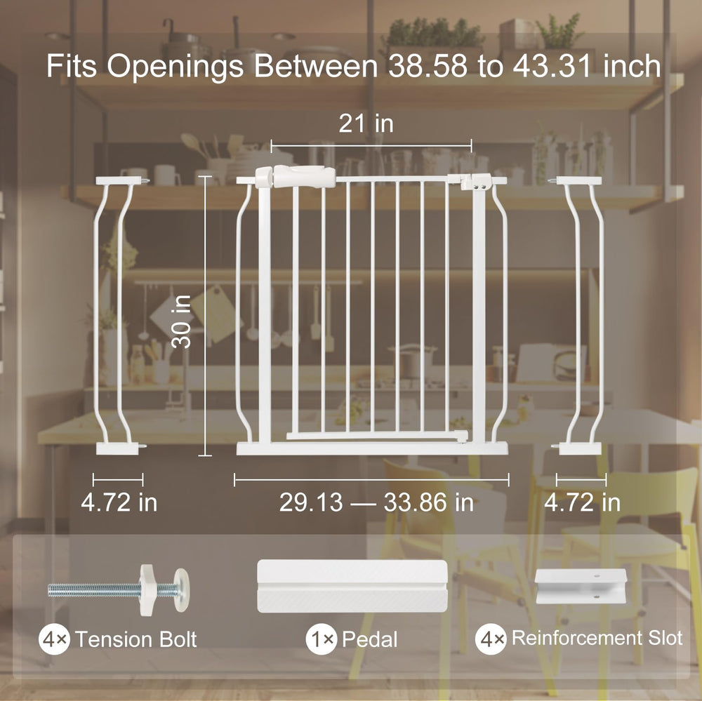 QwickNesty baby gate for doorway walk-through design, easy access while carrying a child.