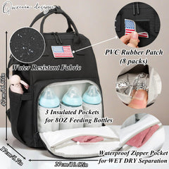 QWREOIA diaper bag backpack back view showing padded straps for comfort