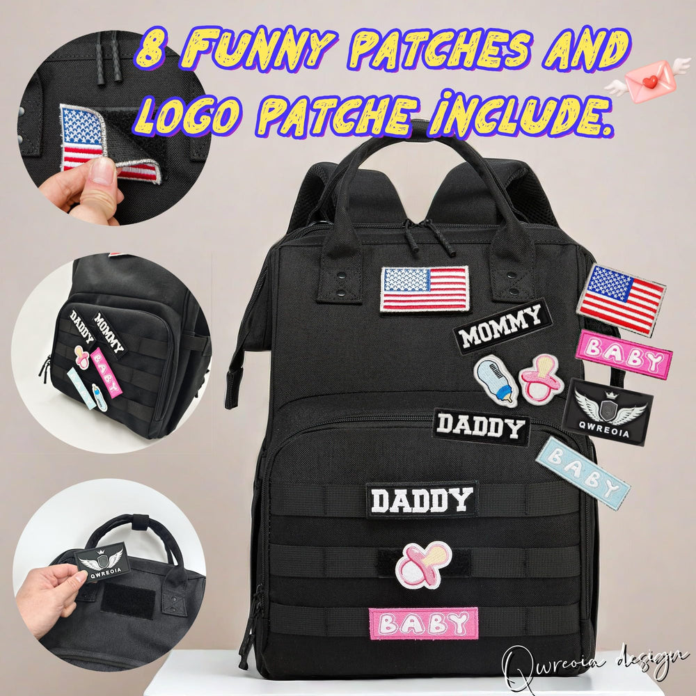 QWREOIA diaper bag backpack side pocket for quick access items