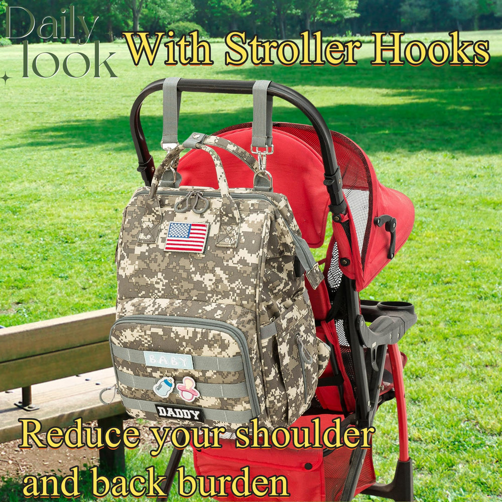 QWREOIA diaper bag camo back anti-theft pocket adds security.