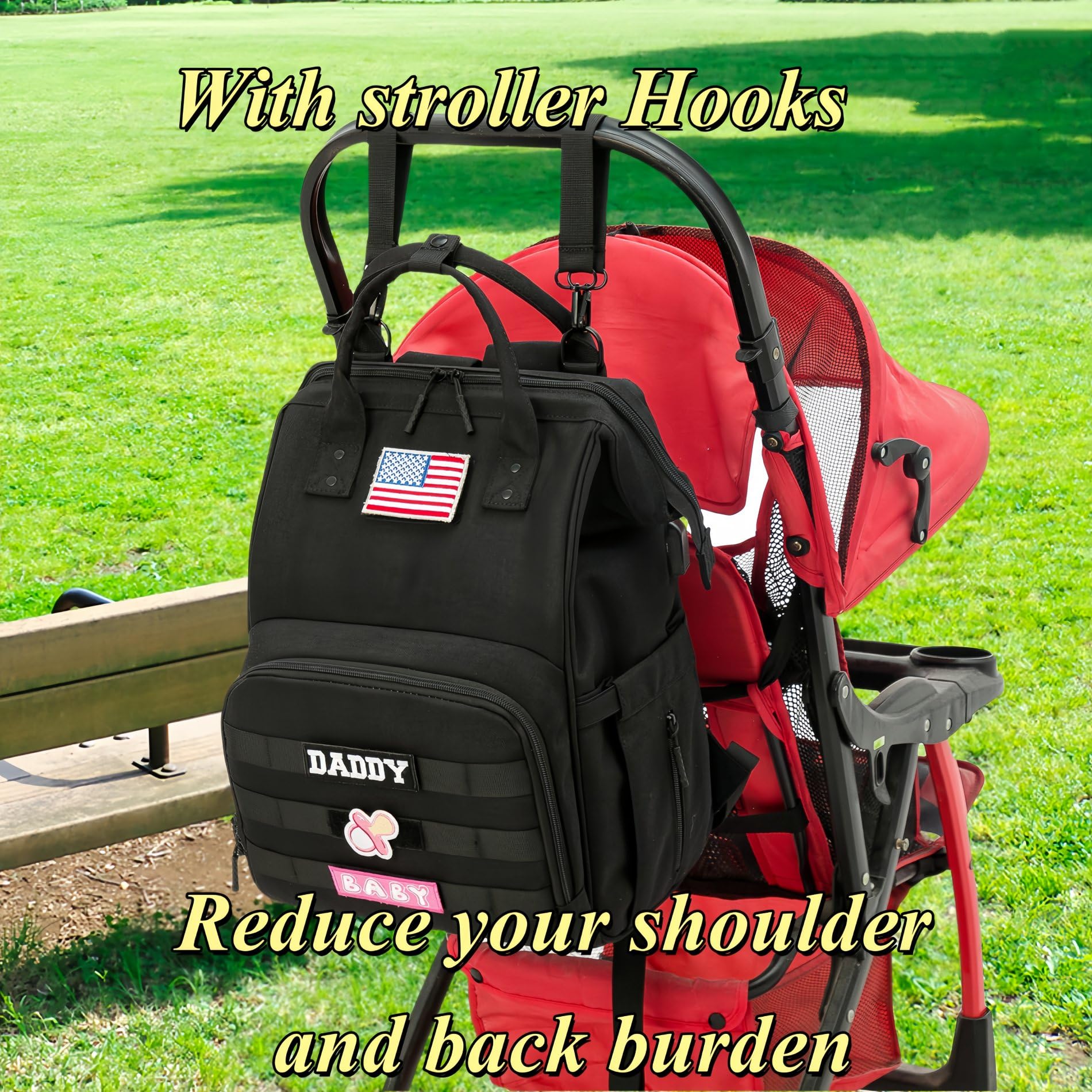 QWREOIA diaper bag durable fabric closeup highlighting rugged material