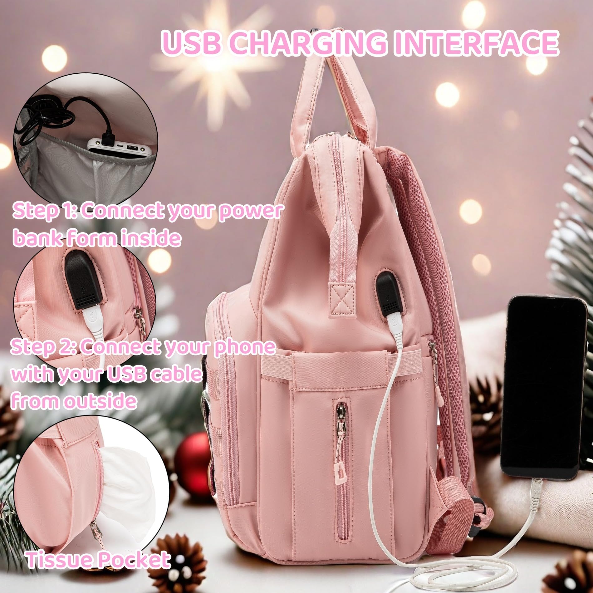 QWREOIA diaper bag backpack insulated pocket keeps bottles at right temperature.