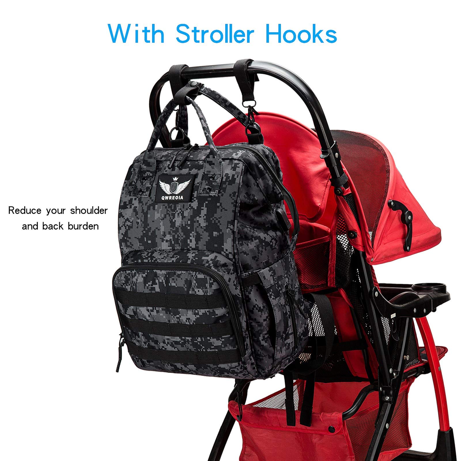 QWREOIA diaper bag backpack interior offers organized pockets for baby gear