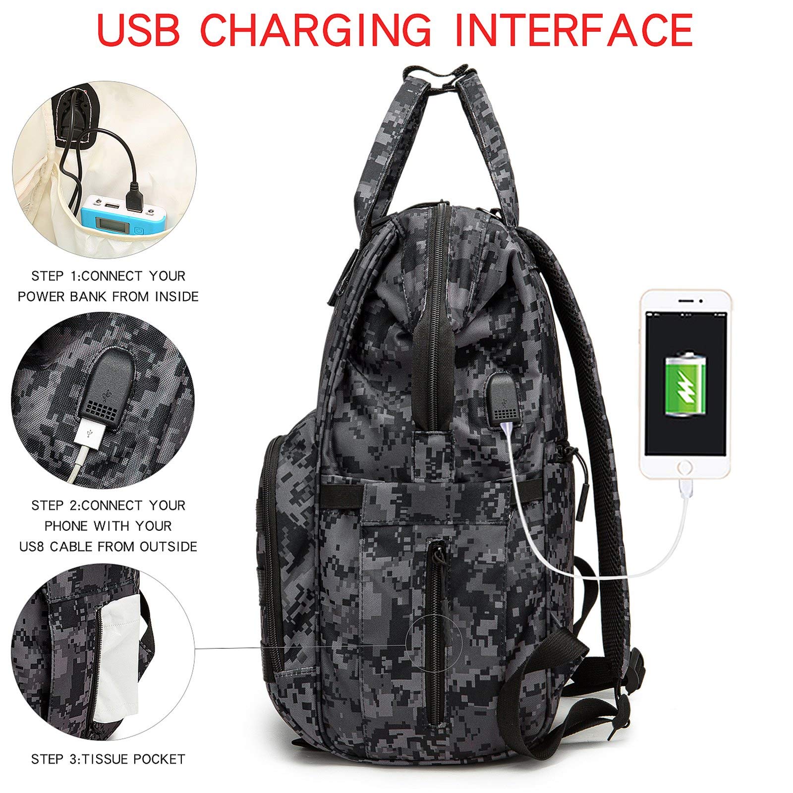 QWREOIA diaper bag backpack with stroller straps for hands free parenting