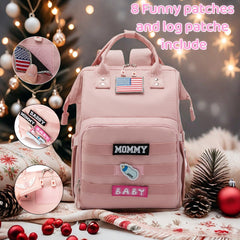 QWREOIA diaper bag backpack waterproof fabric resists spills during daily outings.