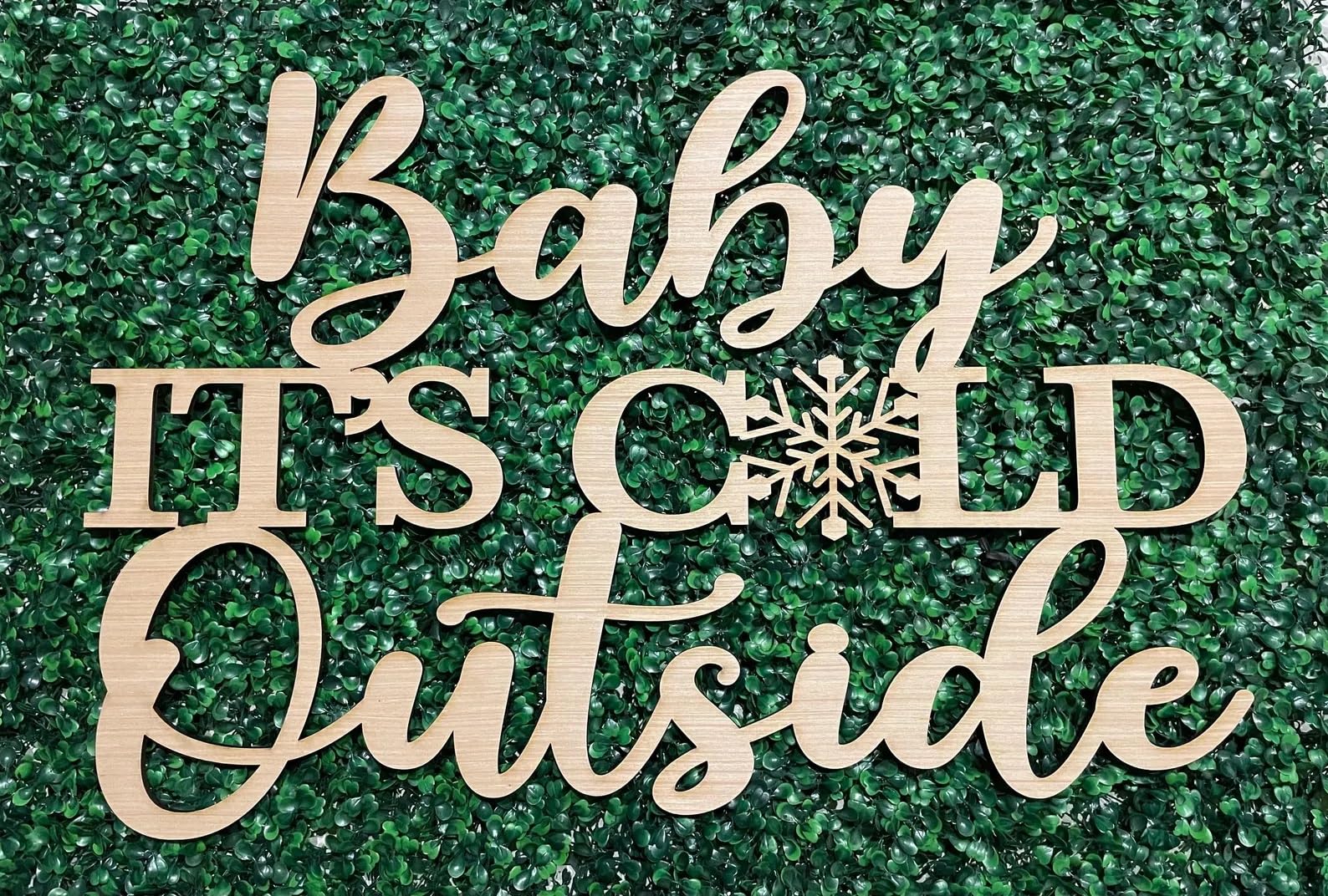 QWTOWFM Baby It's Cold Outside wall sign gender reveal decor suggestion.