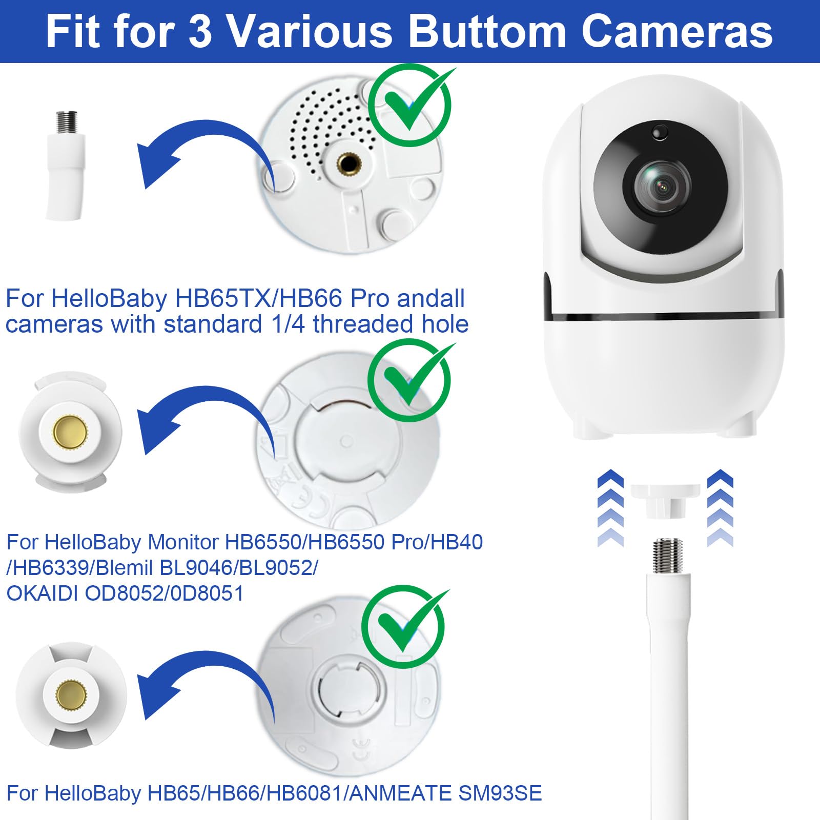 Qwwia baby monitor mount 360-degree adjust allows precise angle for night-time monitoring.