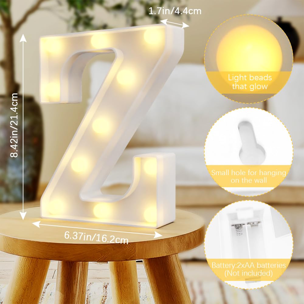 QWZify LED Z letter beads close-up showing bright illumination for festive setups