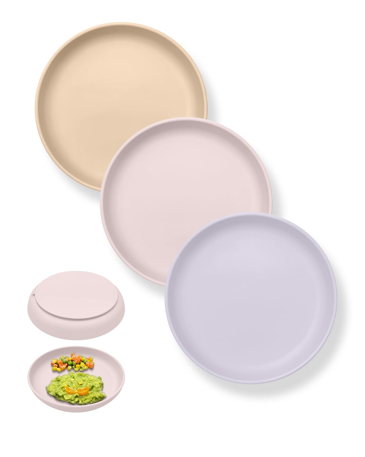 Qyeejong Classic suction plate on tray prevents tipping for cleaner meals.