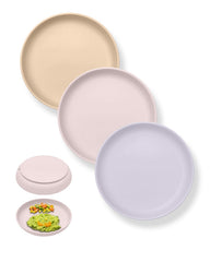 Qyeejong Classic suction plate on tray prevents tipping for cleaner meals.