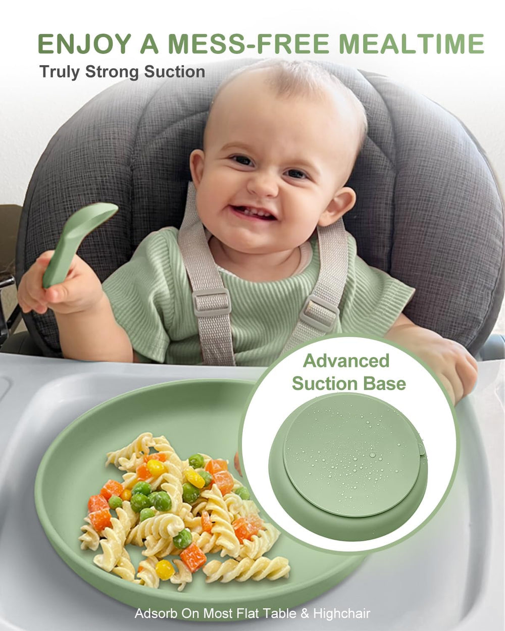 Qyeejong classic toddler plates platinum silicone material for safe, durable meals