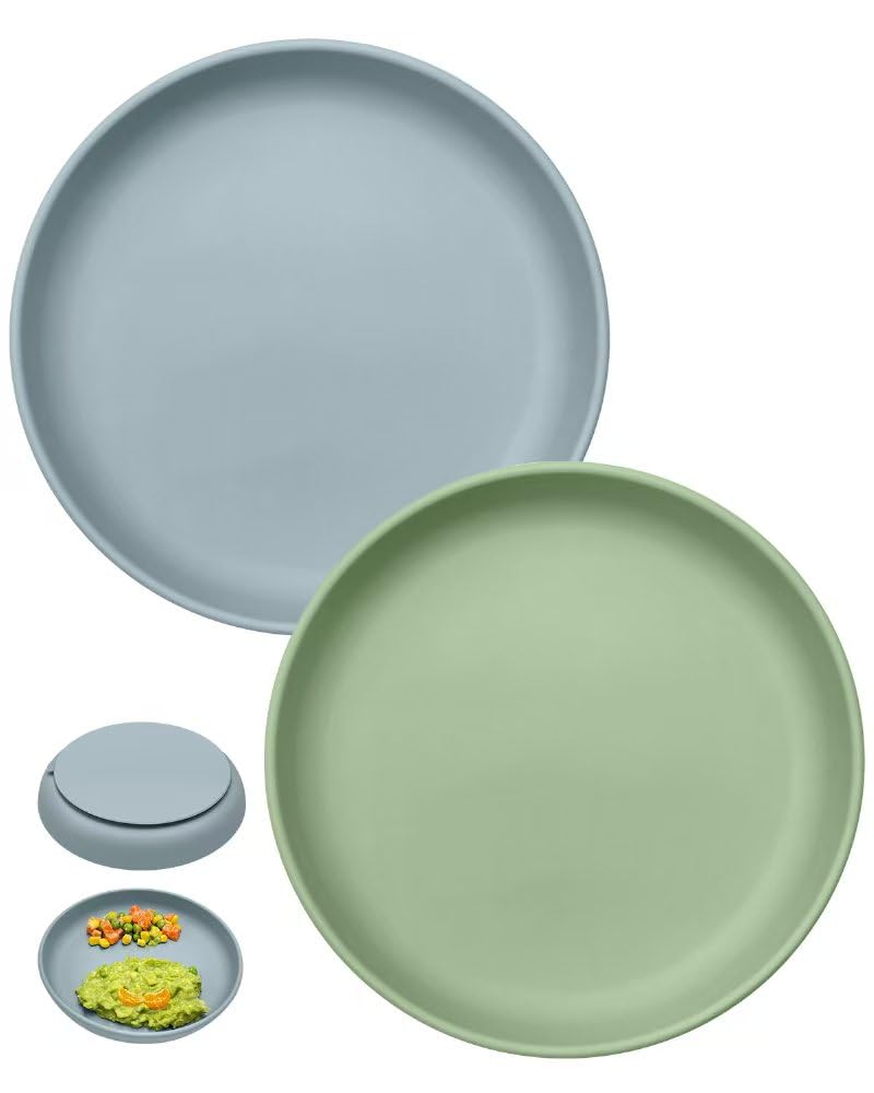 Qyeejong Classic Toddler Plates with suction cup on tray keep meals steady.