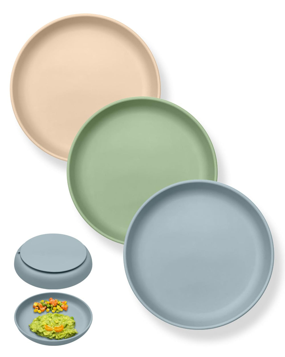 Qyeejong classic toddler plates with suction on highchair tray for stable mealtime