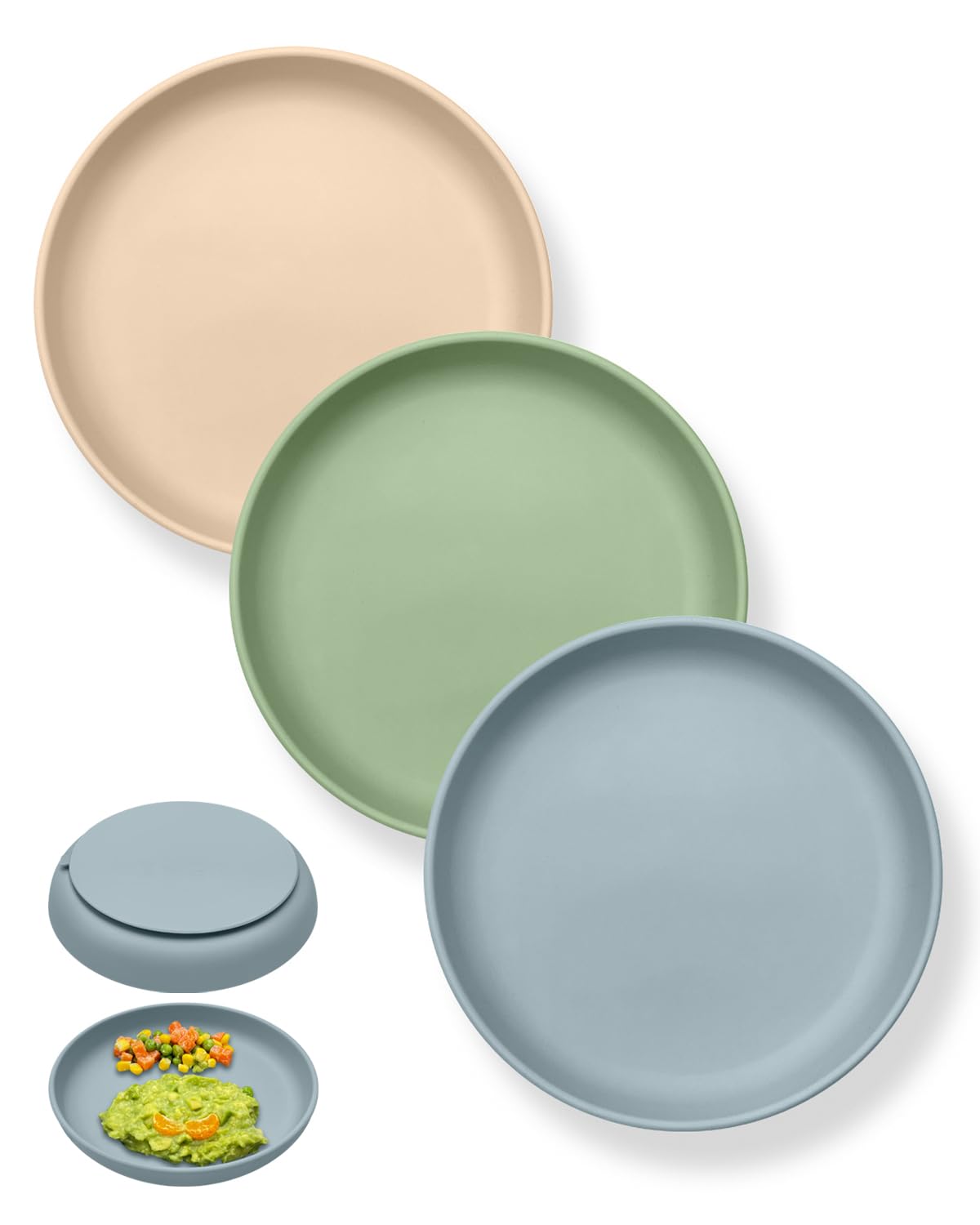 Qyeejong classic toddler plates with suction on highchair tray for stable mealtime