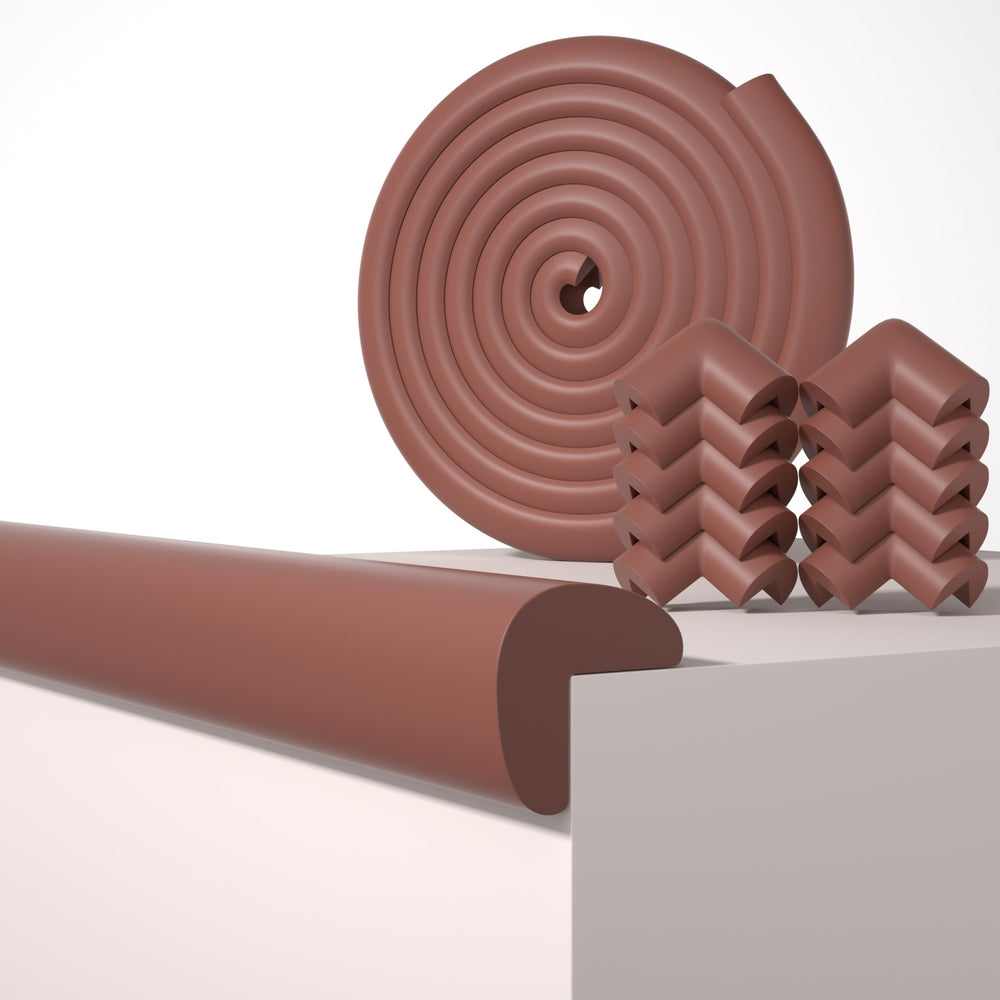 QYV baby proof edge corner protector on a coffee table, soft safety for curious crawlers.