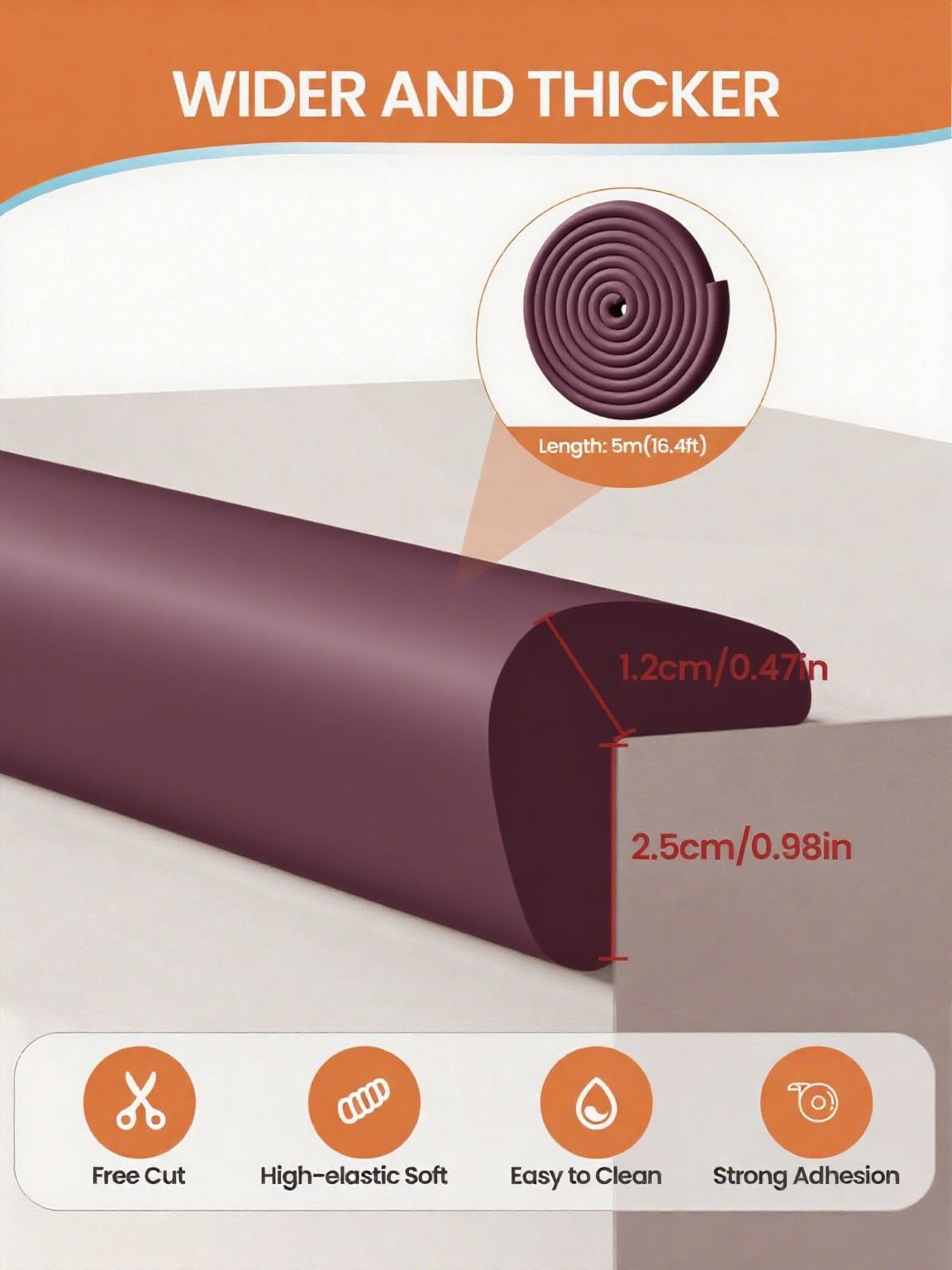 QYV Baby Proof Edge Corner Protector NBR material close-up highlights soft, durable foam