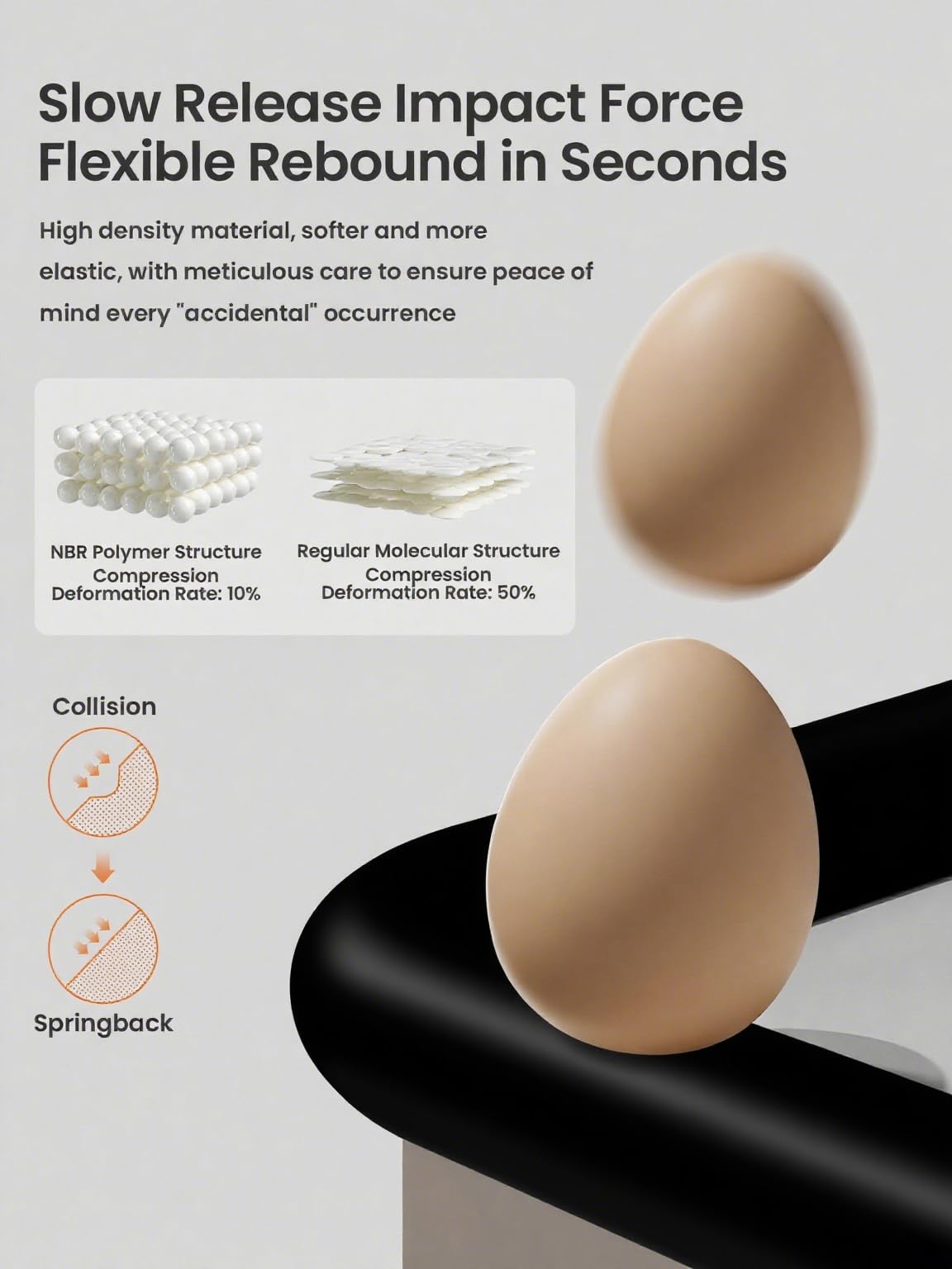 QYV close-up of thick cushioning on rounded edge offering soft impact protection