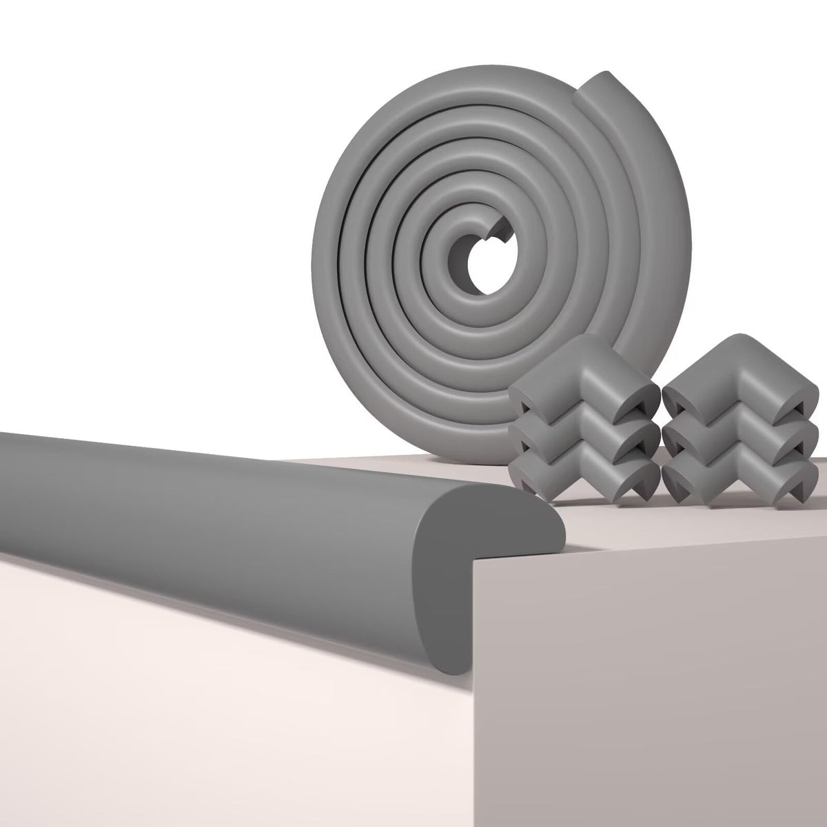 QYV edge corner protector in grey protects furniture corners from bumps and scuffs.