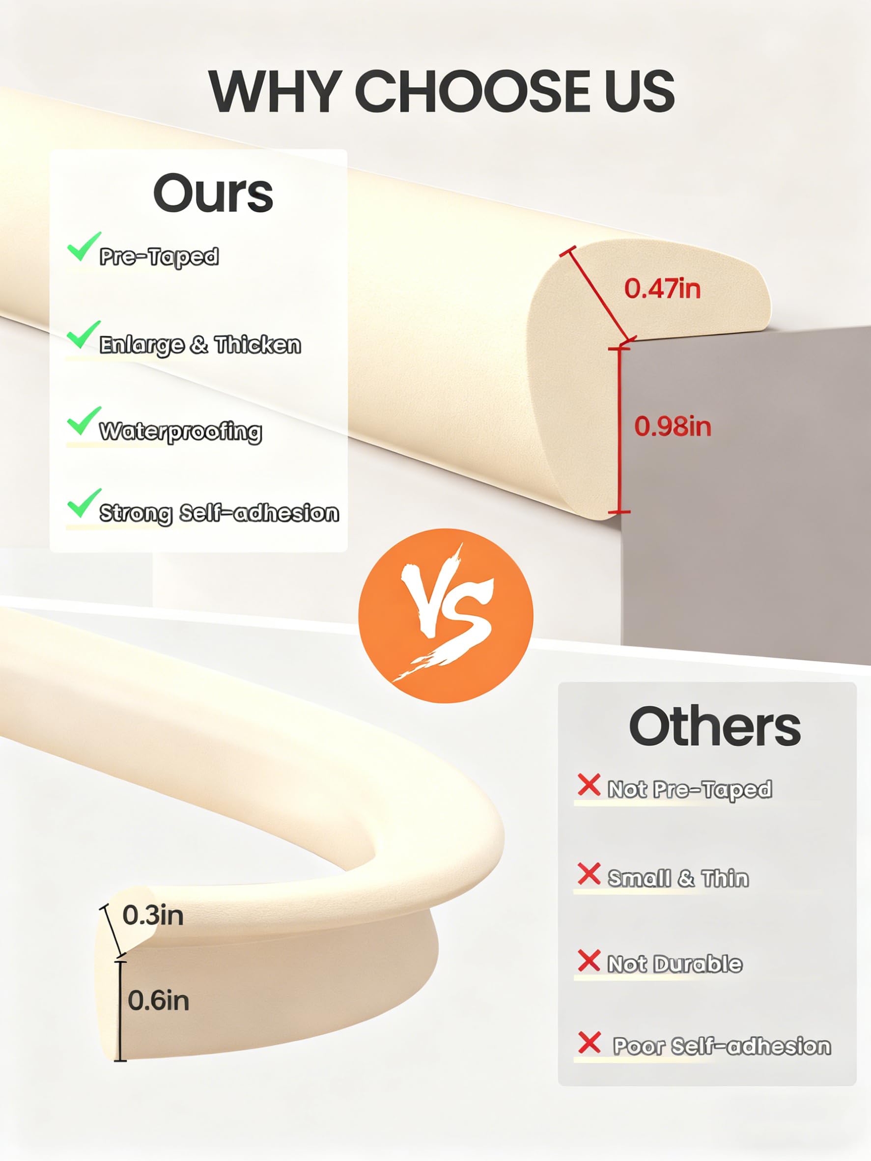QYV edge corner protector features soft rounded edges for safe contact