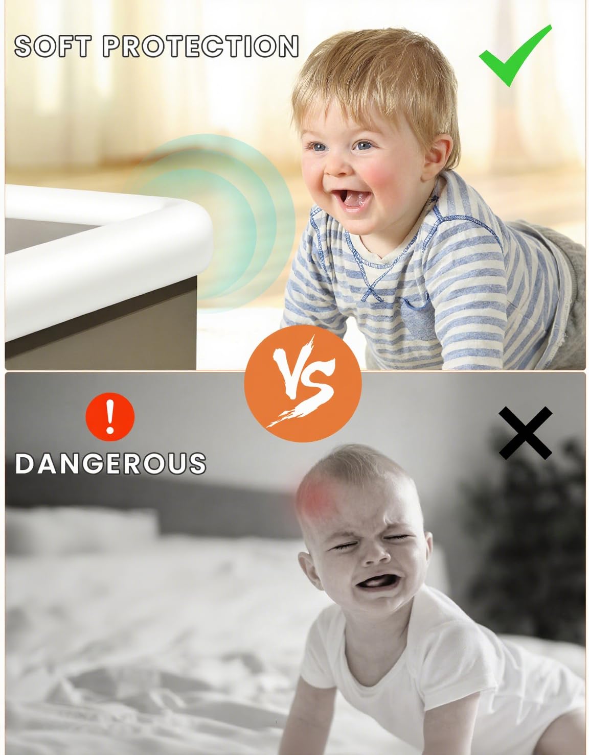 QYV smooth waterproof surface cleans quickly with a damp cloth.