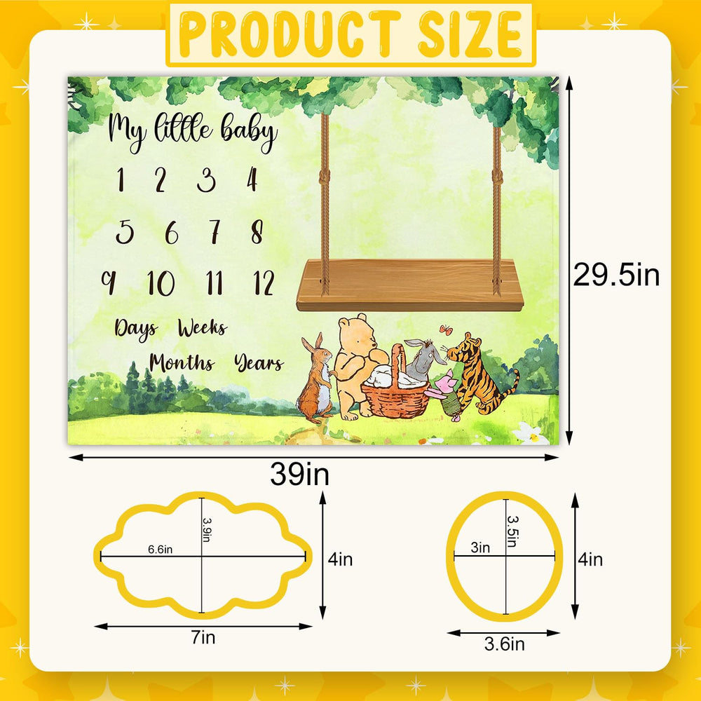 QZCYU Winnie blanket with photo frames showcases growth moments as a keepsake