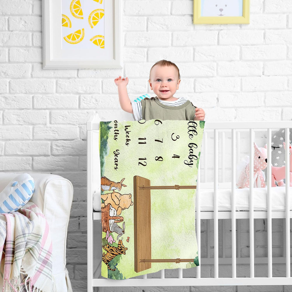 QZCYU Winnie calendar blanket records monthly milestones for easy sharing