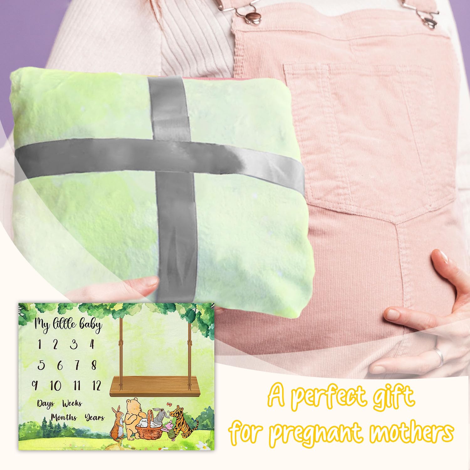QZCYU Winnie newborn blanket includes felt frames for keepsake photos