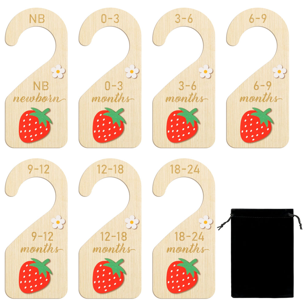 R HORSE 3D wooden strawberry design closet dividers organize clothes by size.