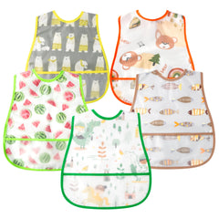 R HORSE 5Pcs Baby Bibs with cartoon patterns keep outfits clean during meals