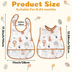 R HORSE 5-pack bibs with waterproof coating keeps baby dry during feeding.