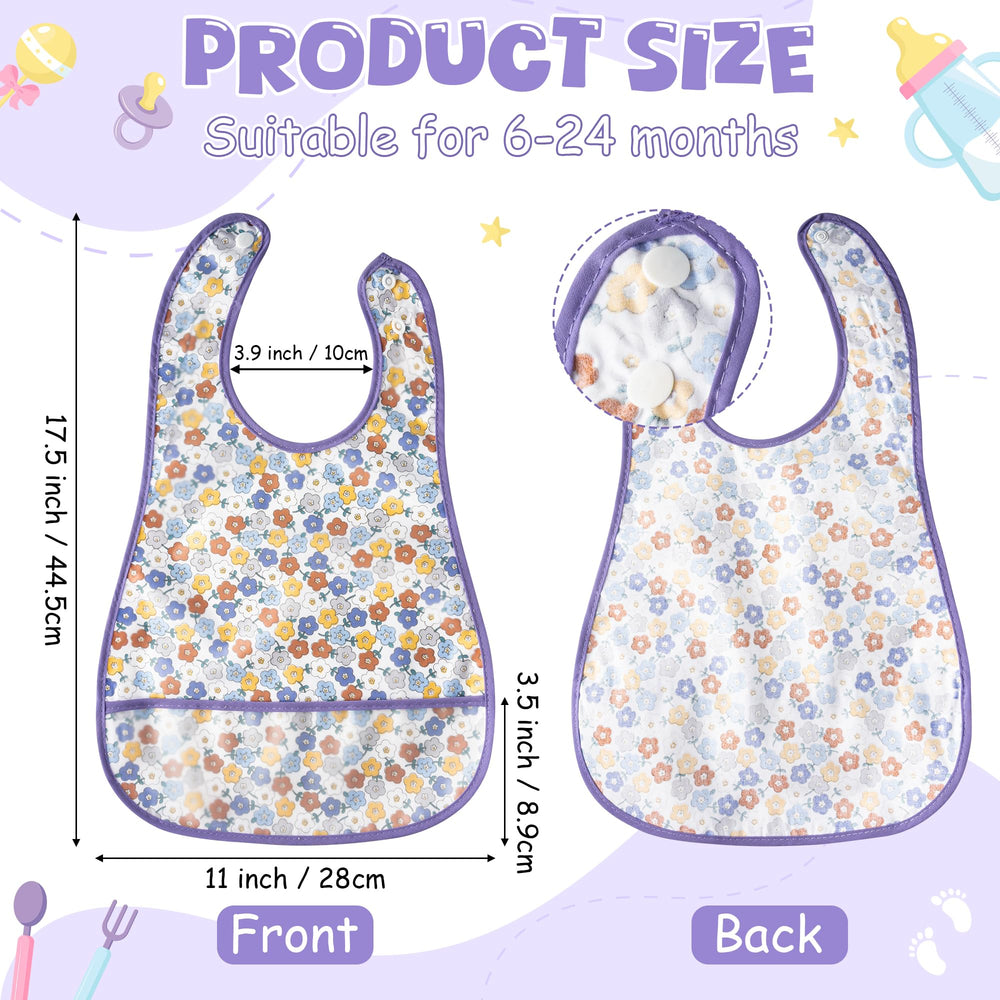 R HORSE 5Pcs baby bibs blue flower pattern keeps outfits clean during feeding.