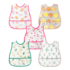 R HORSE 5Pcs Baby Bibs with waterproof crumb catcher pocket protects outfits during meals