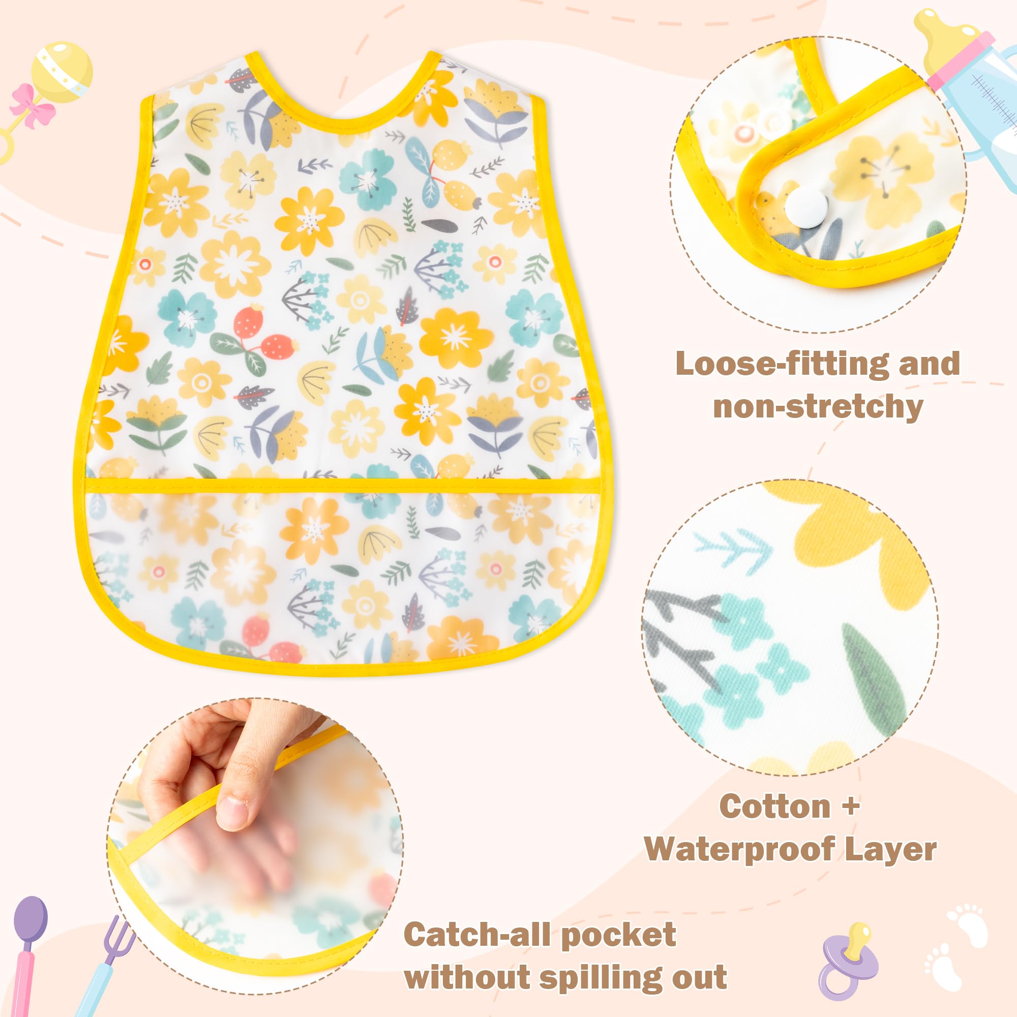 R HORSE adjustable snap button bib demonstrating secure fit for growing toddlers