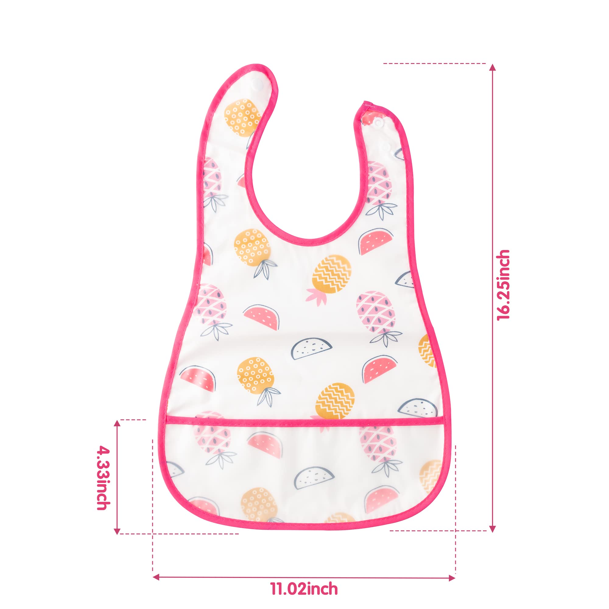 R HORSE baby bib with fruit pattern showing waterproof front and cotton back