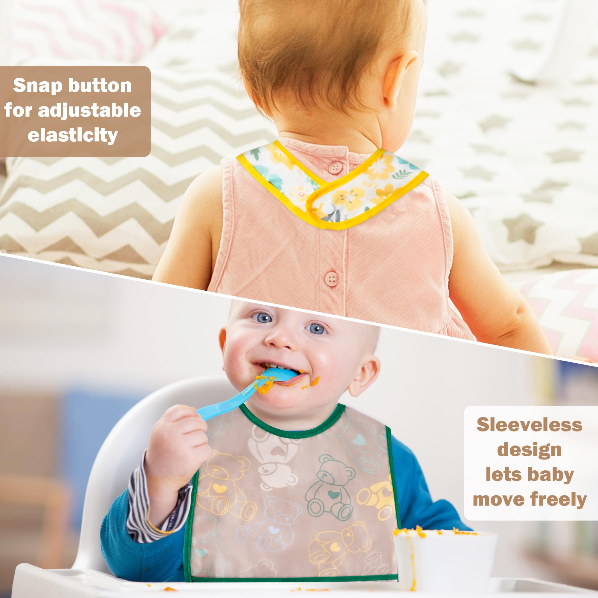 R HORSE patterned bibs featuring bears and flowers for everyday outfits