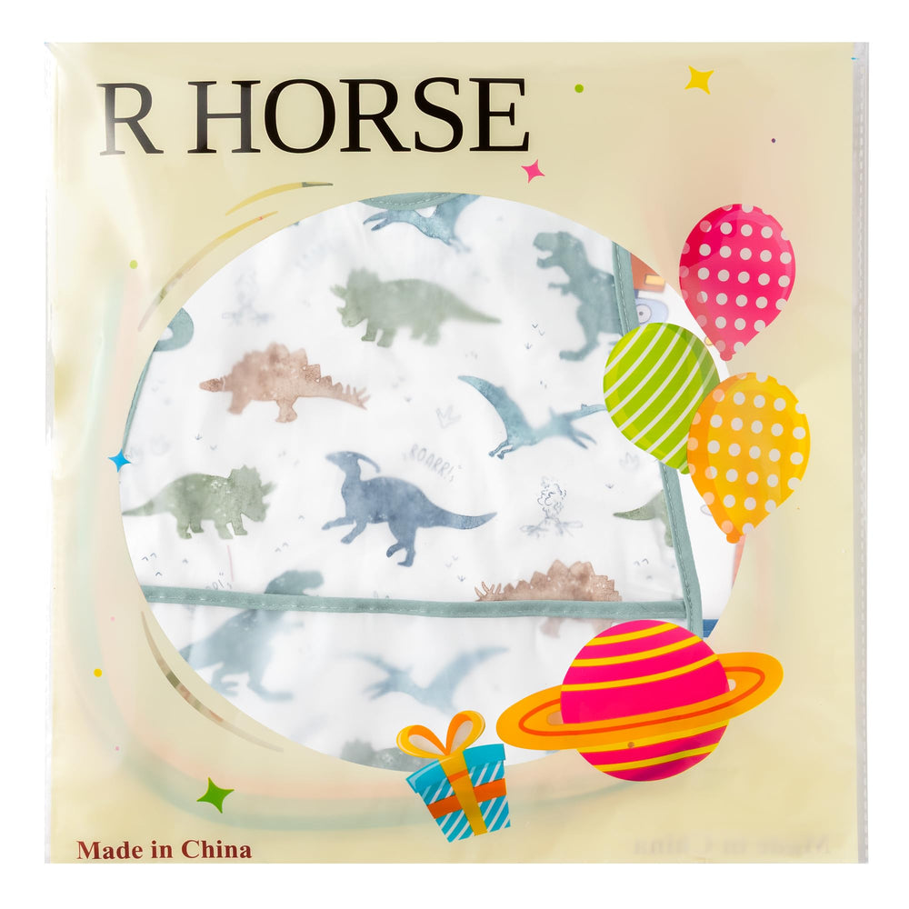 R HORSE gift-ready dinosaur bib set ideal for baby showers.