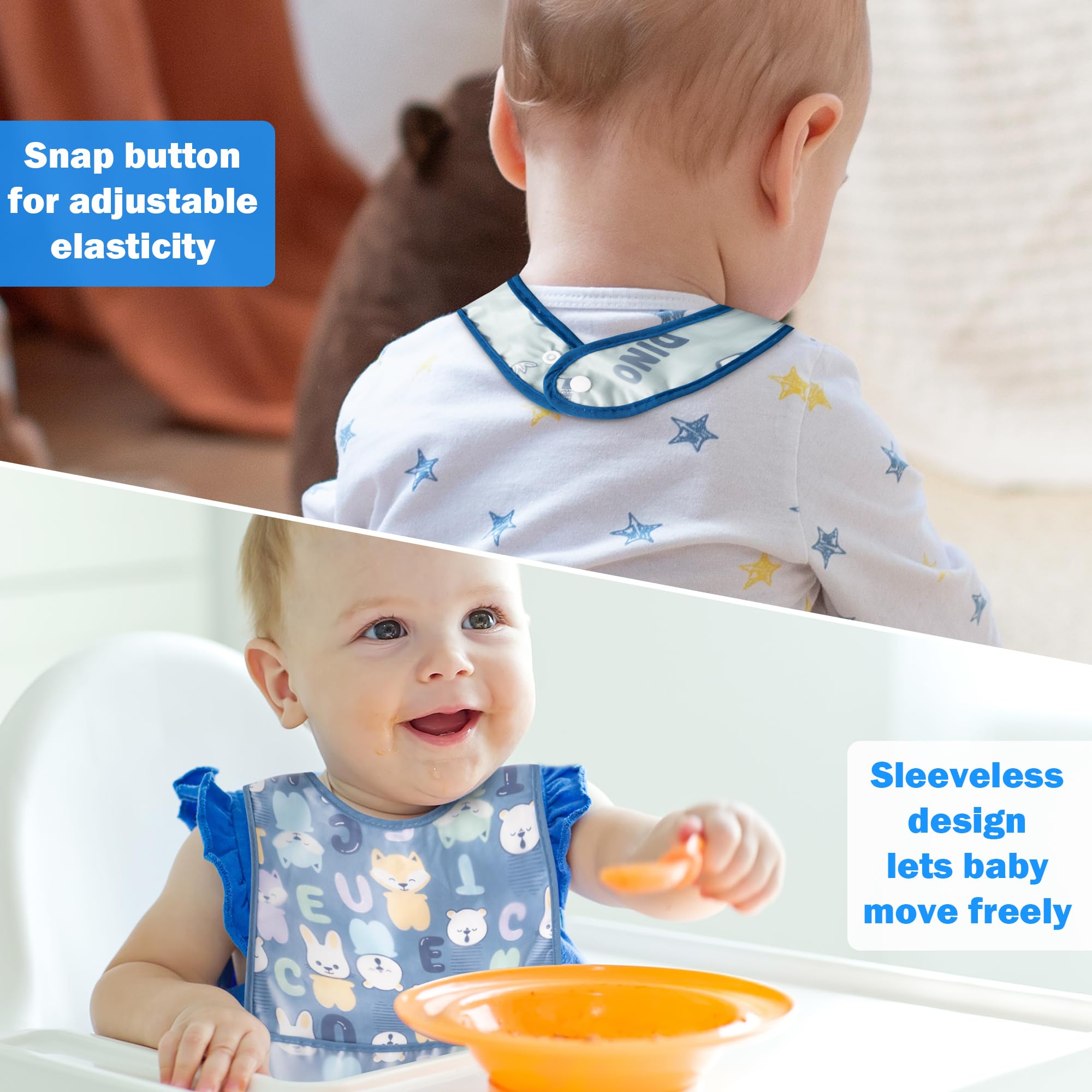 R HORSE dinosaurs pattern bib brightens baby outfits during meals.